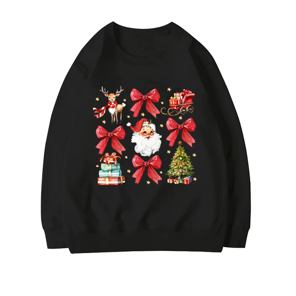 Stylish Coquette Christmas Santa Sweatshirt Holiday Christmas Hoodie