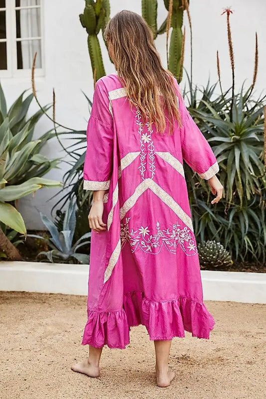 Cotton Rayon Long Sleeve Boho Dress bohodress-250126