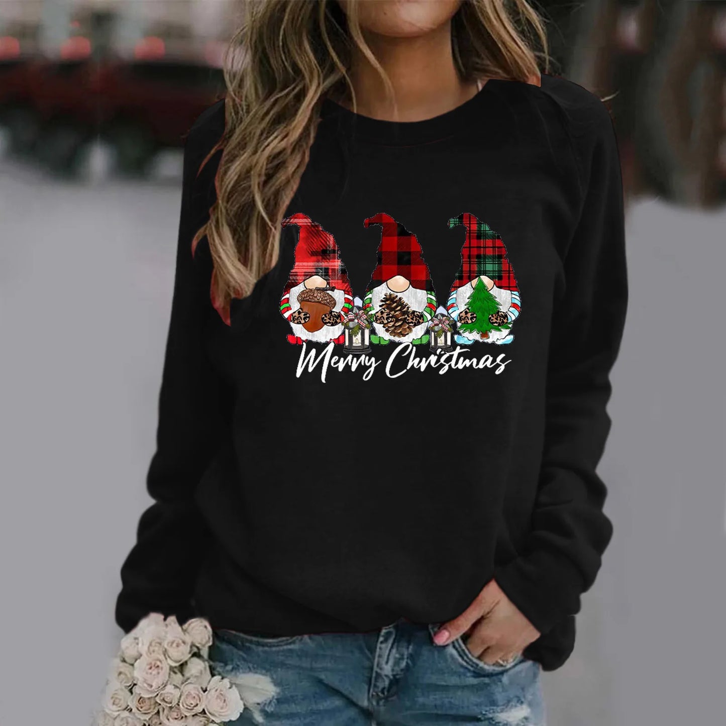 Funny Dwarf Letter Print Loose Casual Y2K Long Sleeve Warm Christmas Hoodie