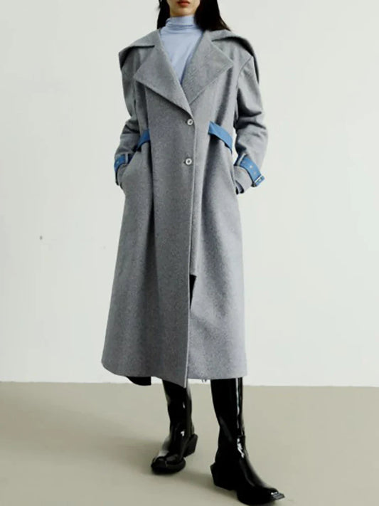 Women's Woolen Removable Contrast Overcoat