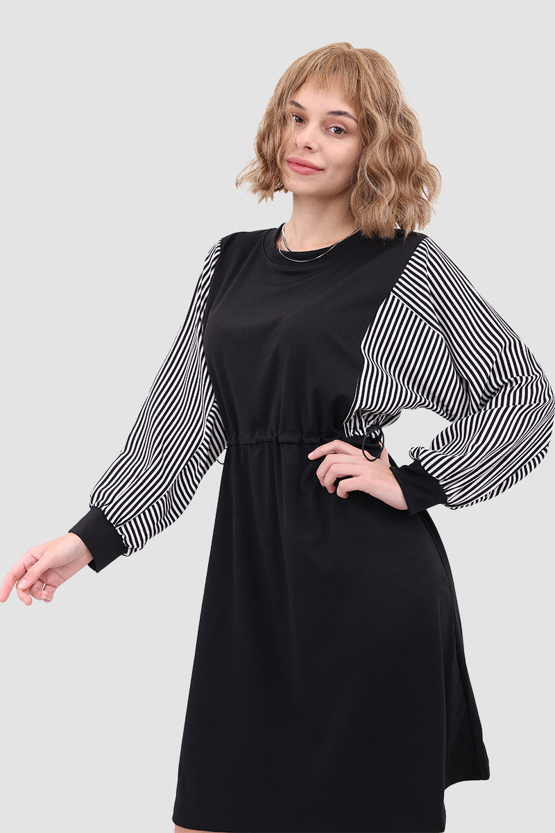 Long Sleeve Dress with Drawstring Waist