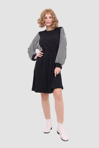 Long Sleeve Dress with Drawstring Waist