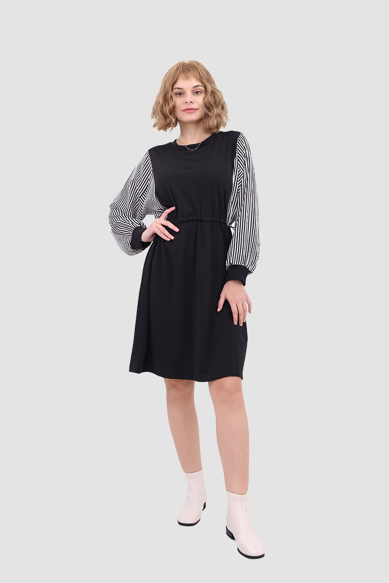 Long Sleeve Dress with Drawstring Waist