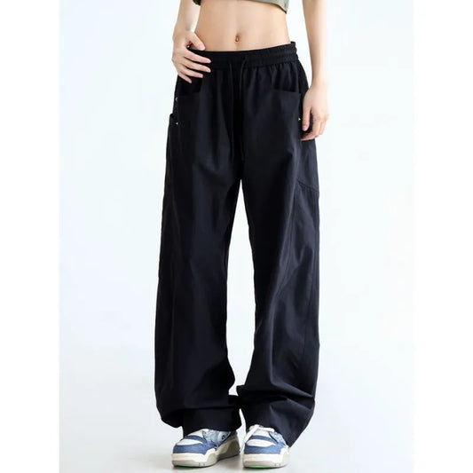 Solid Color Cargo Women Y2K Pants