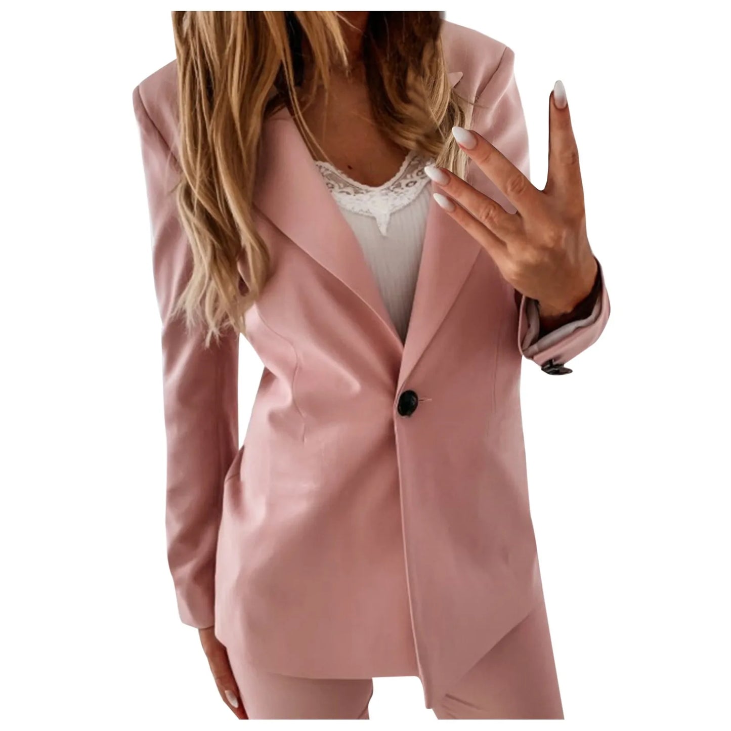 Autumn Winter Long Sleeves Turn Down Collar Outwear Suit Tops Slim Overcoat Women's Warm Chic Stylish Elegant Fashionable Versatile Jacket