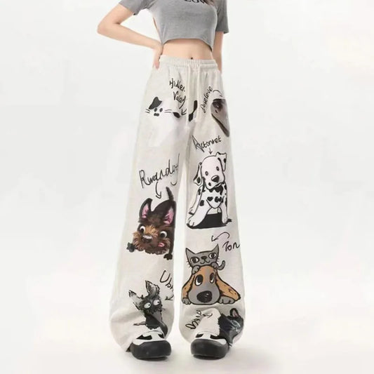 Dog Pattern Street Casual Pants