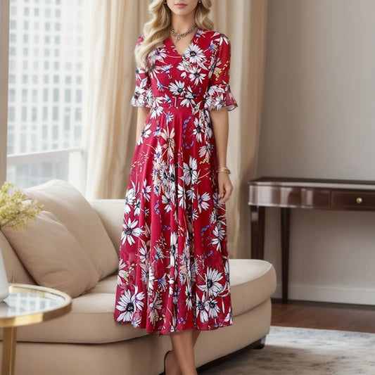 Wedding Guest Floral Sleeve Bohemian Floral Dress