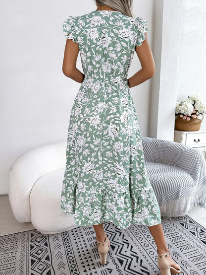 Sleeveless V Neck Summer A Line Midi Dress Boho Dress