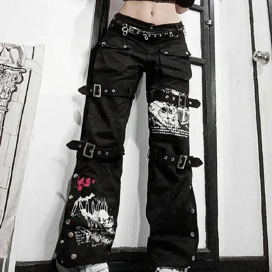 E-girl Black Cargo Halloween Pants