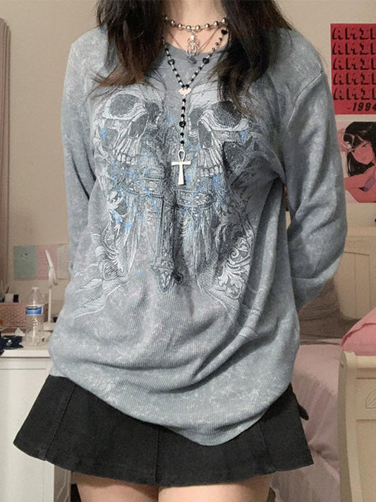 Cross Ribbed Graceful Two Piece Set Gray / S Long Sleeves