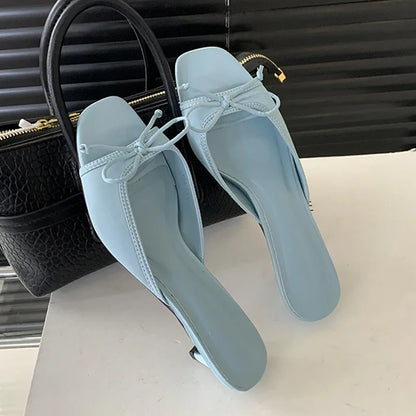 Summer Design Style Square Toe Fashion Butterfly-knot Low Heel Pump