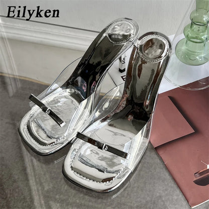 Eilyken Summer Fashion Butterfly-knot Satin Slip On Women's Sandal High Heel Dress Slides