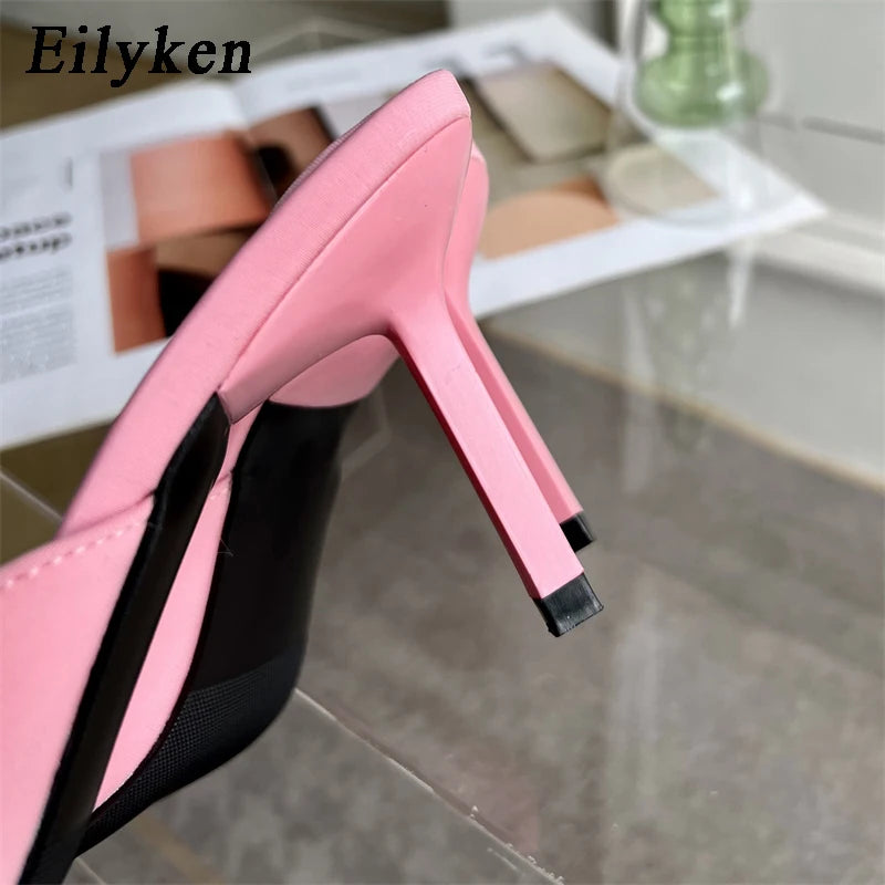 Eilyken Summer Fashion Butterfly-knot Satin Slip On Women's Sandal High Heel Dress Slides