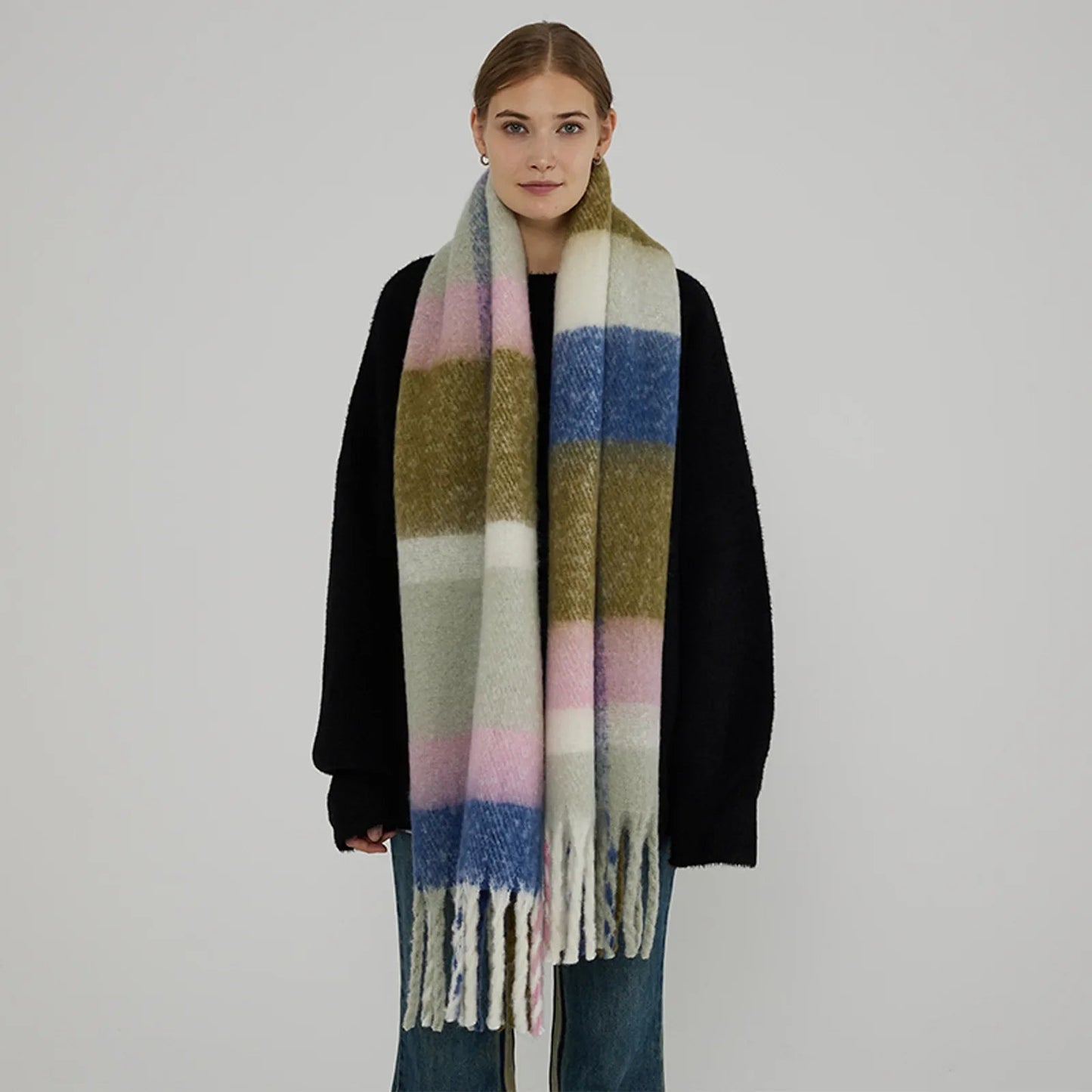 Minimalist Thickened Shawl Neck Scarf - Autumn Winter Imitation Cashmere