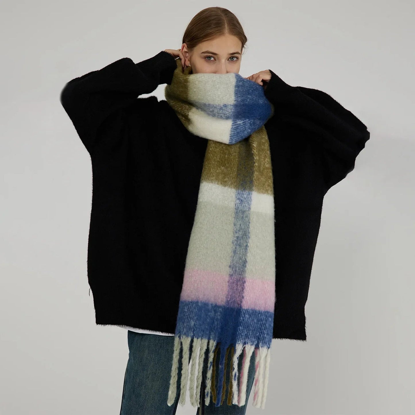 Minimalist Thickened Shawl Neck Scarf - Autumn Winter Imitation Cashmere