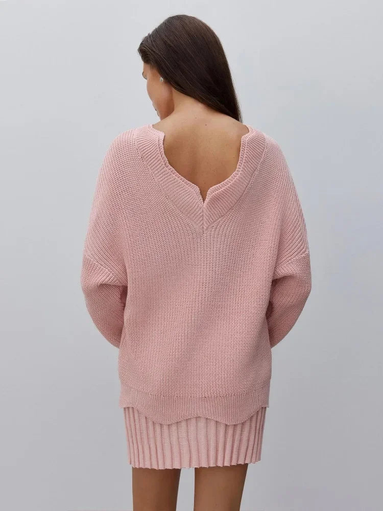 Elegant Backless Sexy Cut Out Long Sleeve Casual Christmas Sweater