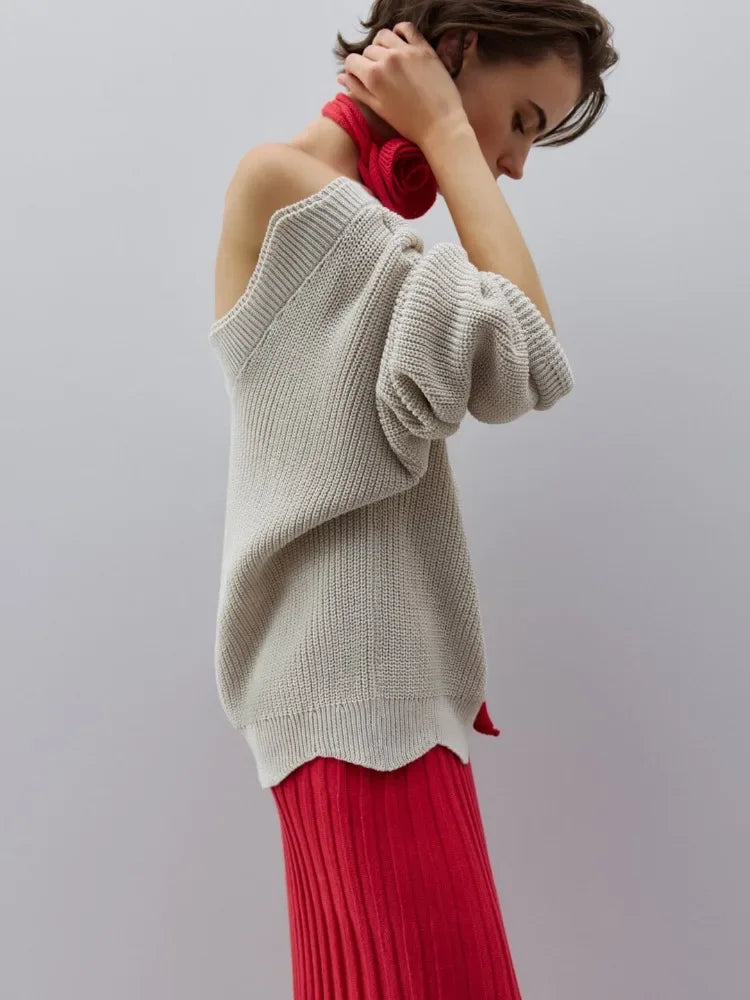 Elegant Backless Sexy Cut Out Long Sleeve Casual Christmas Sweater