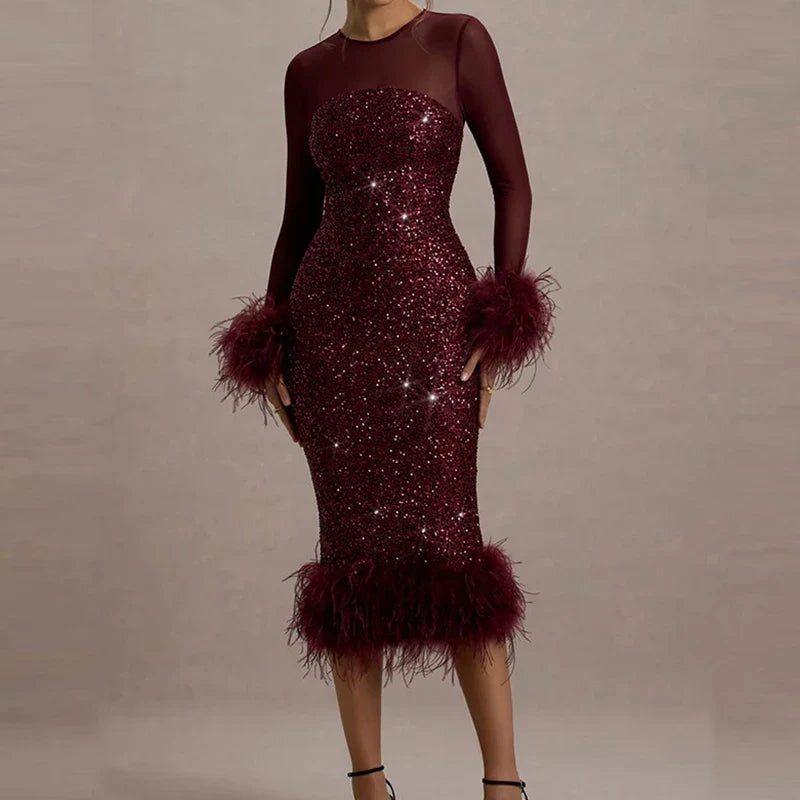 Sequin Mesh Backless Casual Party Dress Partydress-241208