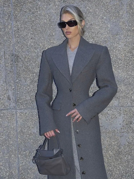 Waist Up Single Breasted Wool Coat