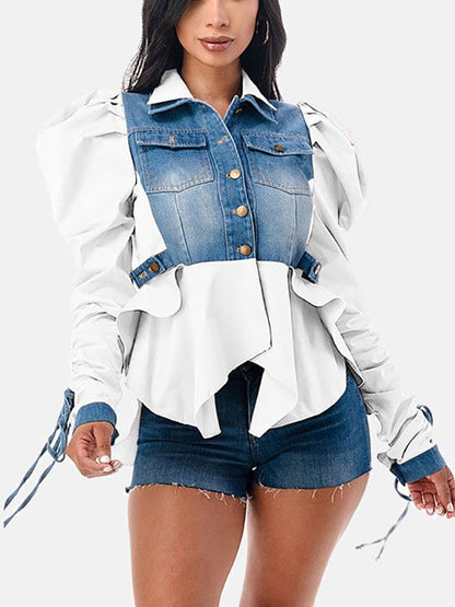 Denim Charming Patchwork Romper