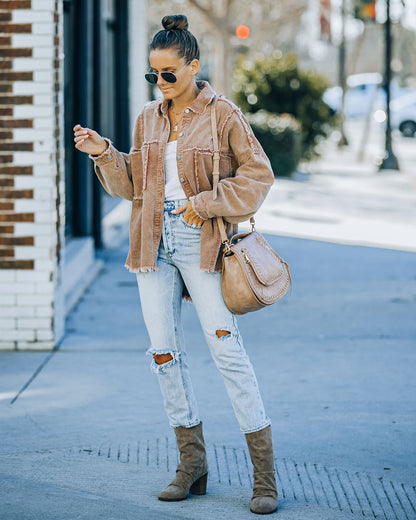 Navid Corduroy Shacket with Pockets - Brown Sugar