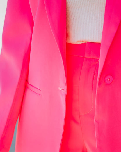 Neon Pink Standards Pocketed Blazer