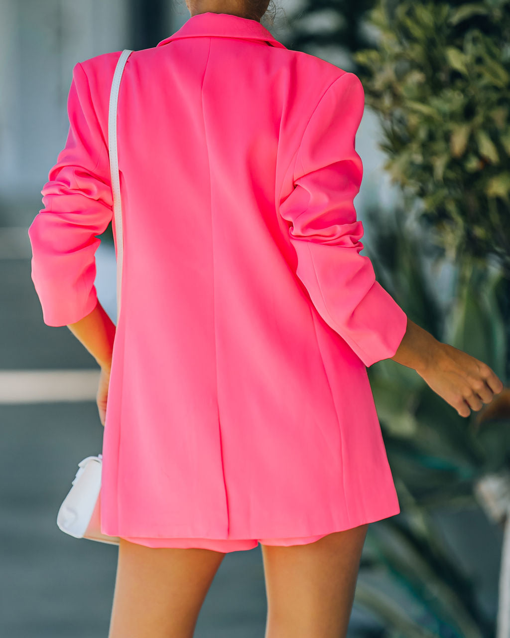 Neon Pink Standards Pocketed Blazer