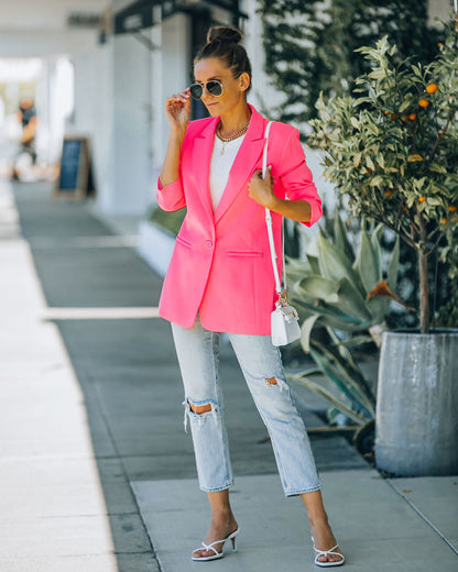 Neon Pink Standards Pocketed Blazer