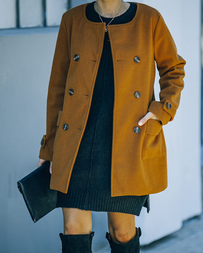 Warmth Pocketed Peacoat - Dark Camel