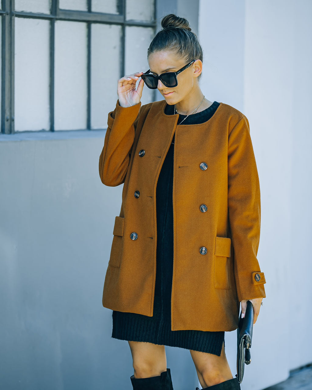 Warmth Pocketed Peacoat - Dark Camel