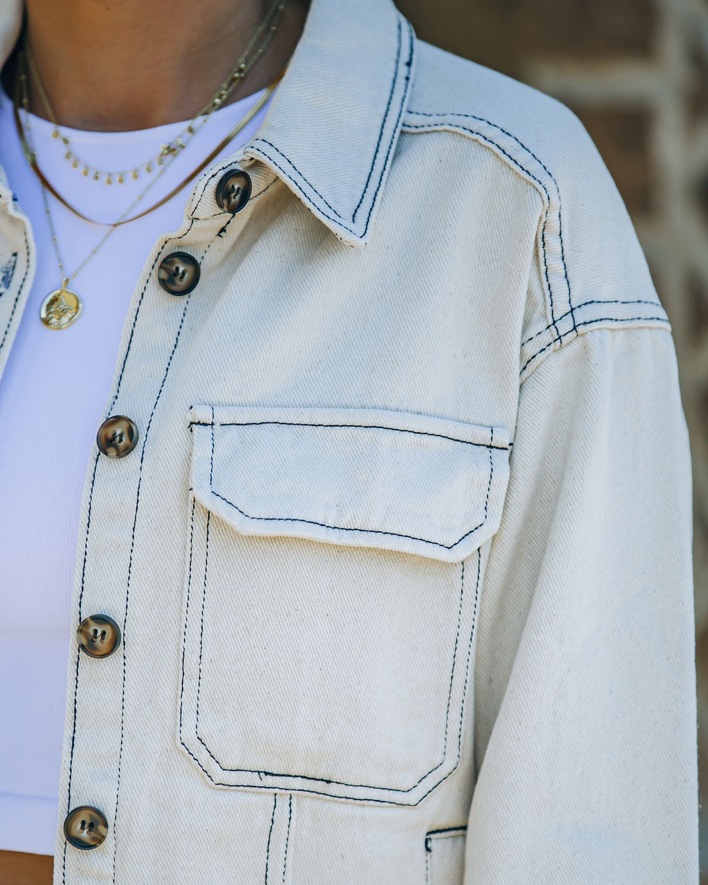 Bowery Pocketed Crop Denim Shirt Jacket