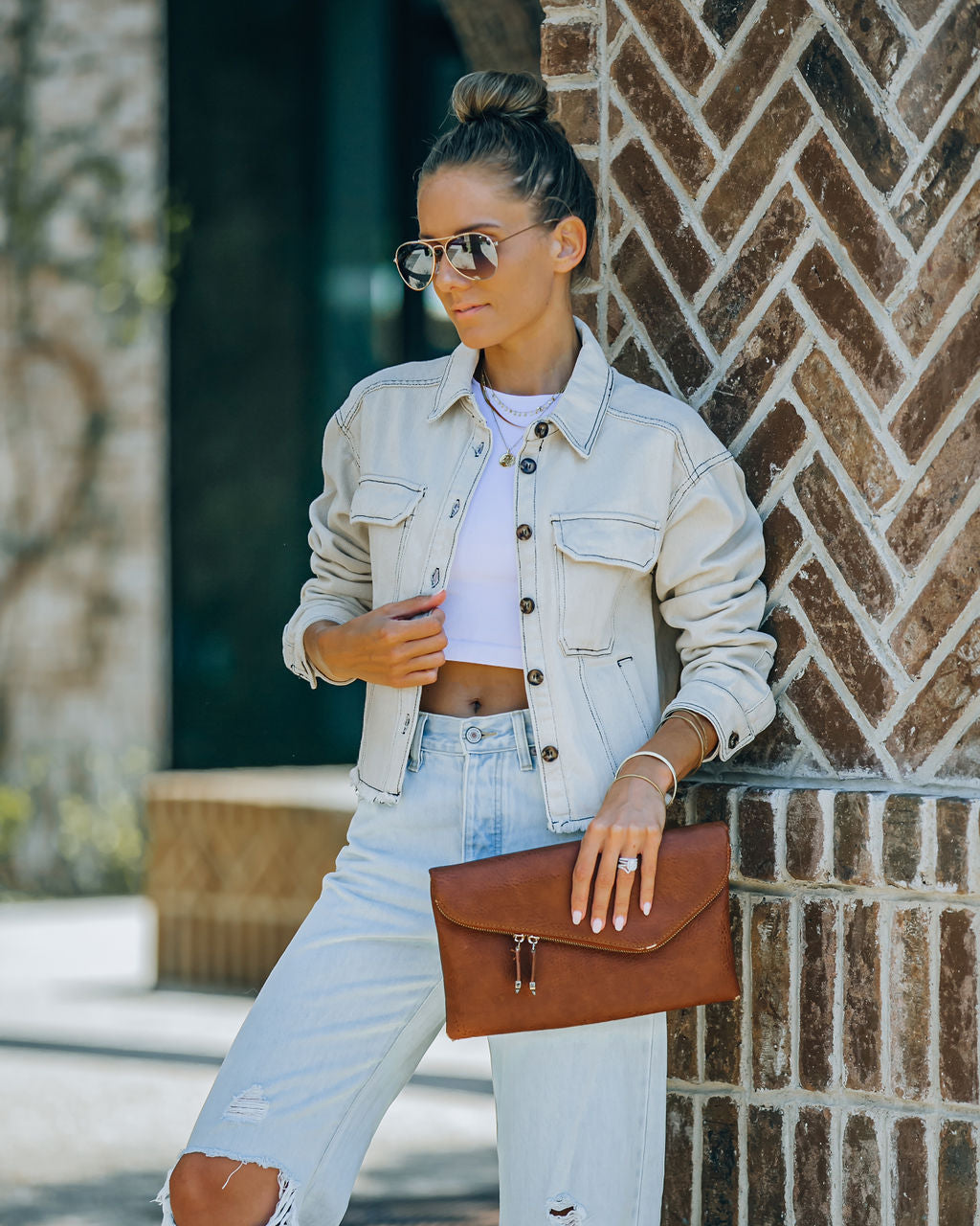 Bowery Pocketed Crop Denim Shirt Jacket