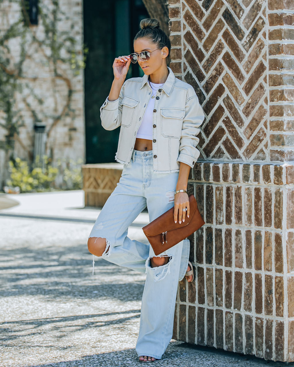 Bowery Pocketed Crop Denim Shirt Jacket