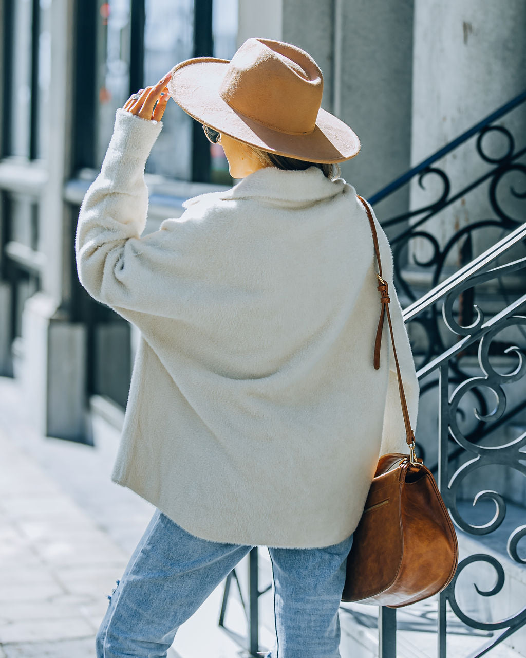 Aiden Ivory Fuzzy Knit Shacket