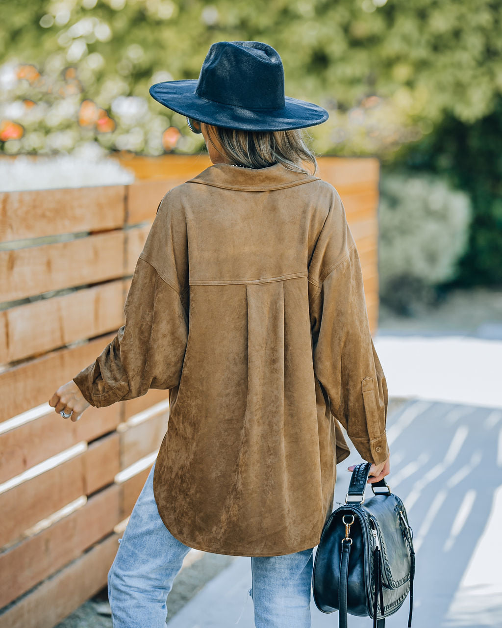 Brownfield Faux Suede Button Down Shirt Jacket