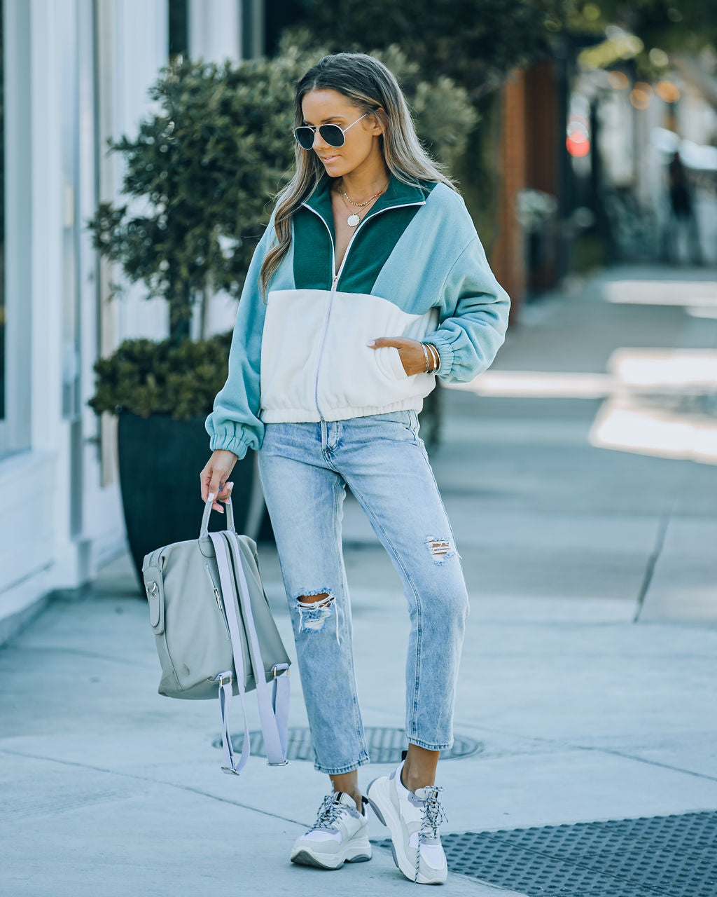 Newell Colorblock Zip Up Jacket - Blue