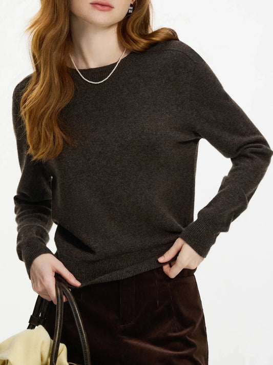 100% Wool  Seamless  Crew Neck Sweater