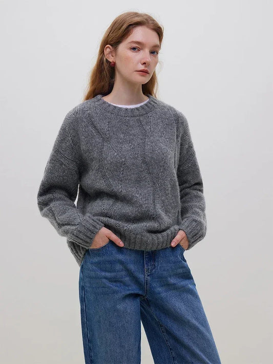 Wool Mohair Hollow Out Drop Sleeve Sweater