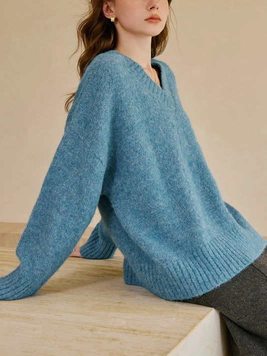 V-Neck Pullover Wool Warm Sweater