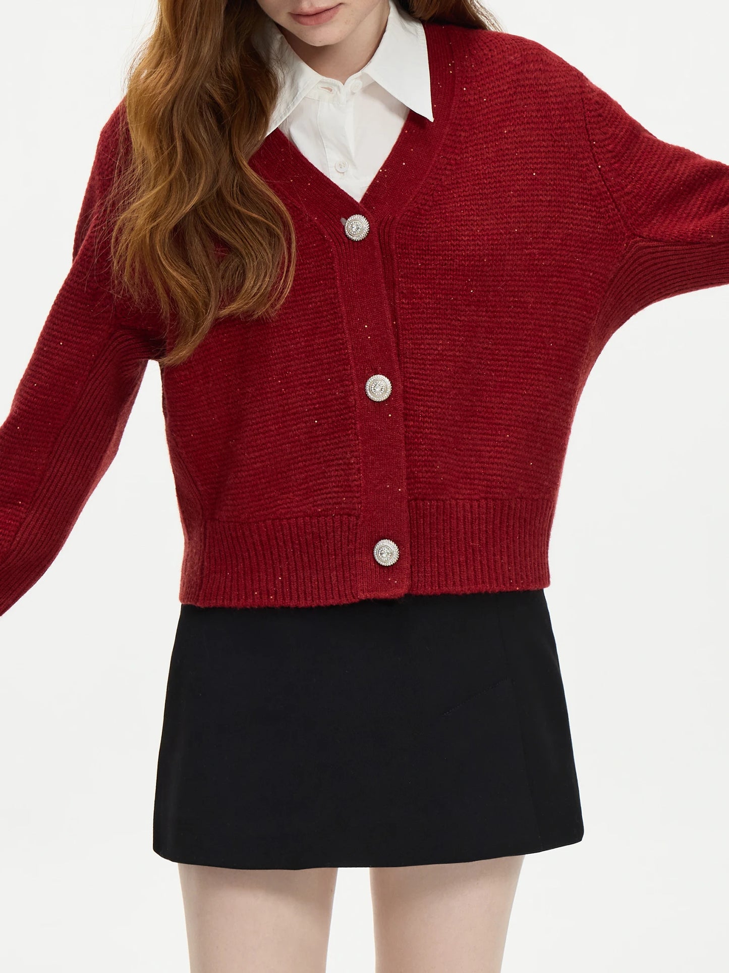 Elegant V-neck Wool Knitted Cardigan