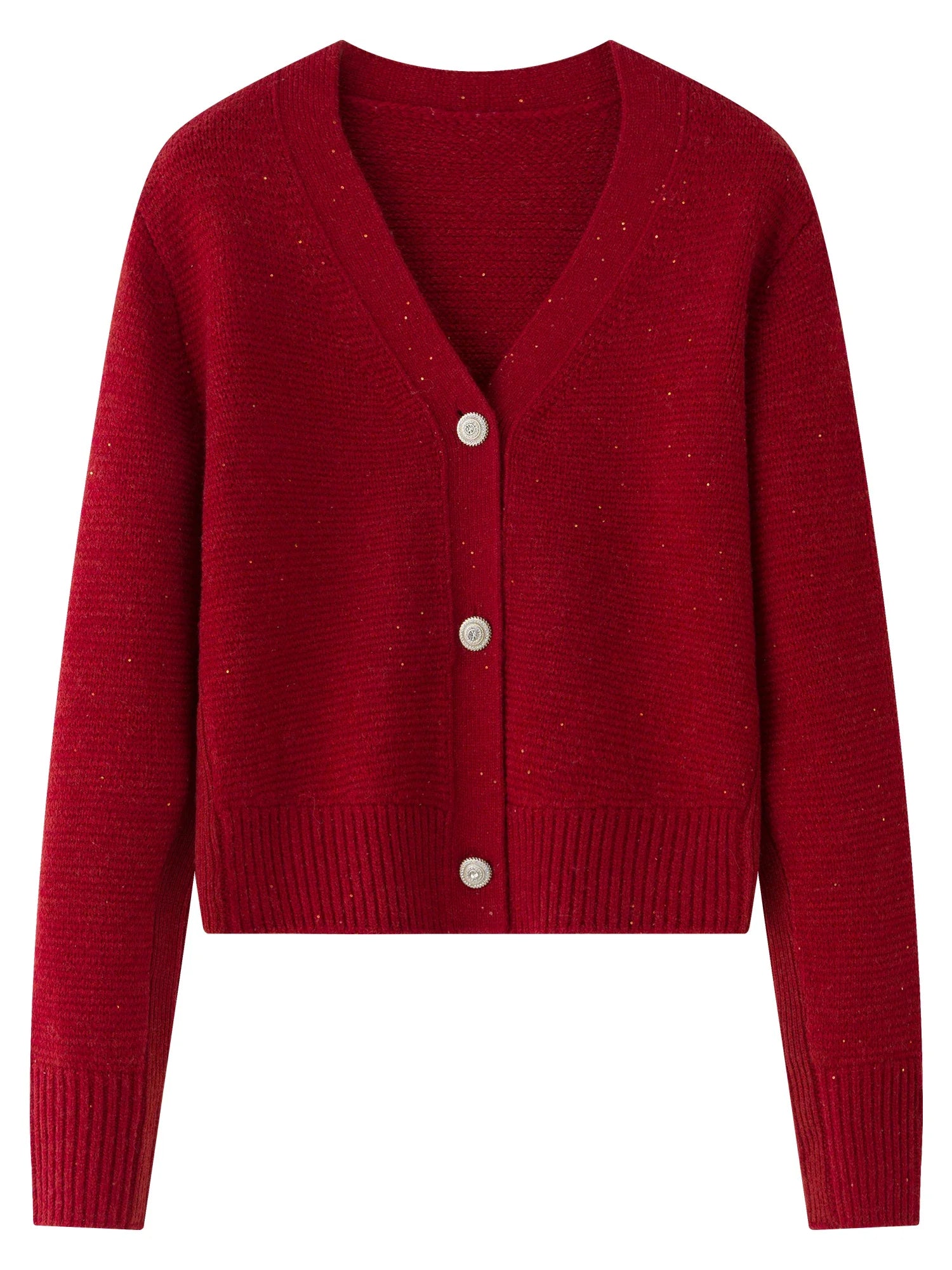 Elegant V-Neck Wool Knitted Cardigan Cardigan-241208