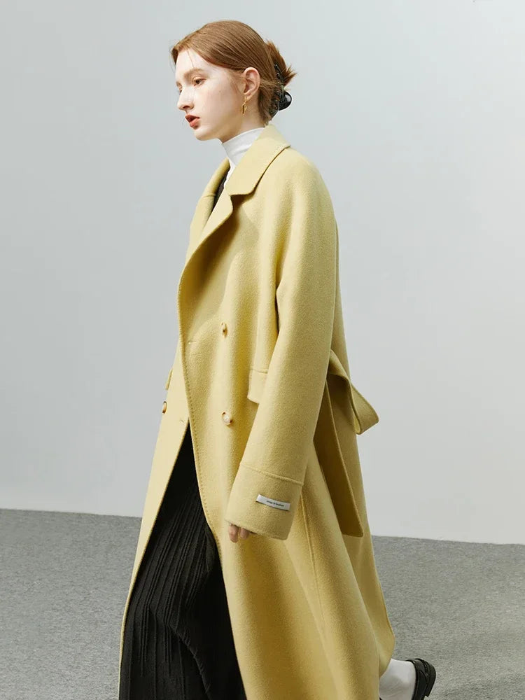 Korean Woolen Autumn Winter Solid Office Double-sided Mid-length Chic Coat