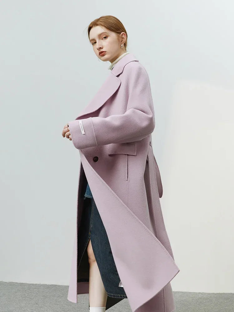 Korean Woolen Autumn Winter Solid Office Double-sided Mid-length Chic Coat