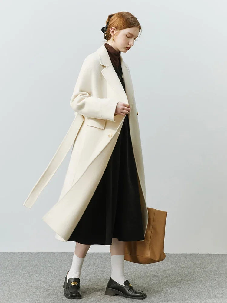 Korean Woolen Autumn Winter Solid Office Double-sided Mid-length Chic Coat