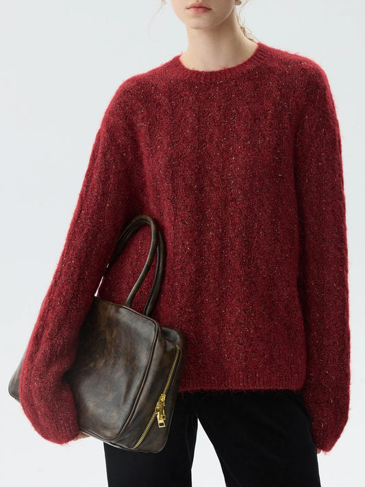 New Year's Red  Round Neck  Loose Sweater