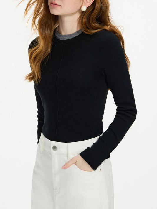 Versatile Round Neck Knitted Sweater