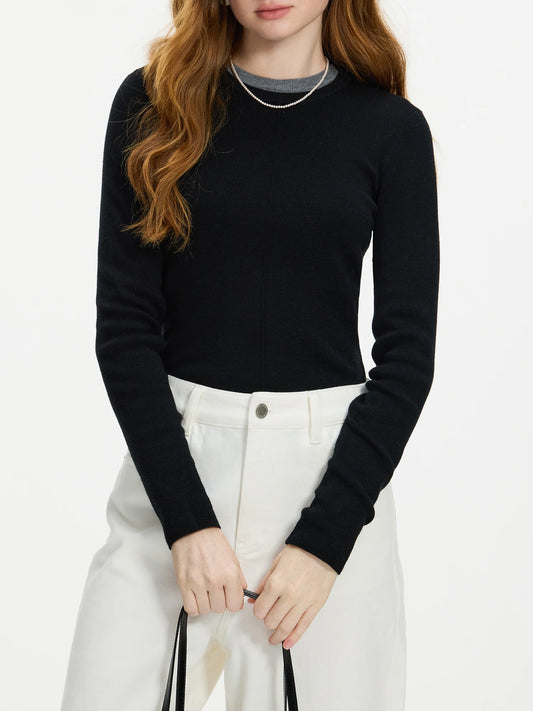 Versatile Round Neck Knitted Sweater