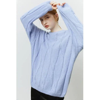 Round Neck Twisted Mohair Casual Solid Full Sleeve Christmas Sweater