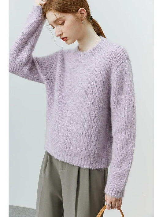 Mohair Loose Style Round Neck Sweater