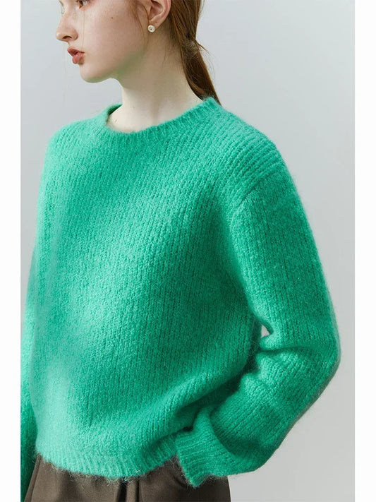 Mohair Loose Style Round Neck Sweater